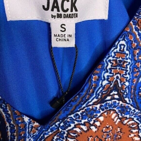 Jack by BB Dakota Dress Size Small Women's Marrakeh Blue Off Shoulder NEW - Picture 5 of 7